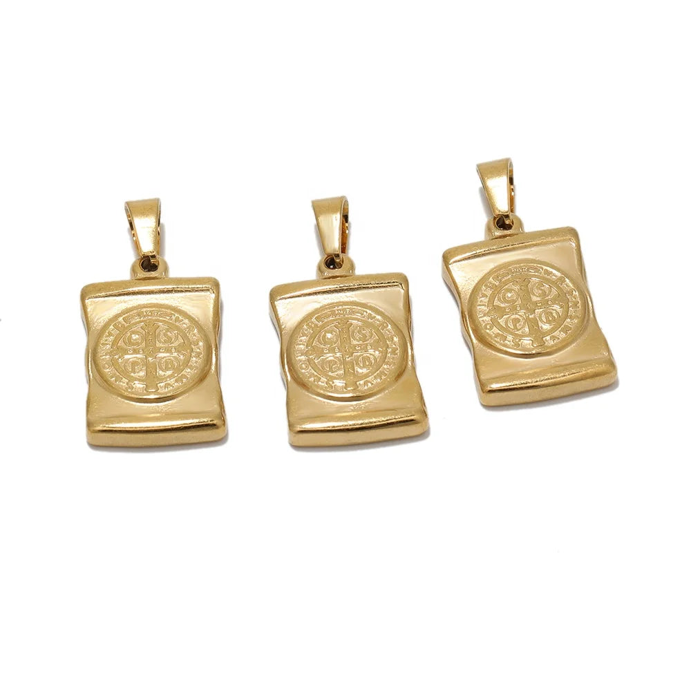 5Pcs 24*15mm Stainless Steel Cross of Our Lady of Jesus Charms Pendants for Jewelry Making DIY Necklace Accessories Wholesale