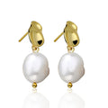 925 Sterling Silver Gold Earring Studs Drop Dangle  Earrings  Irregular Baroque Freshwater Pearl Hanging Earrings for Women