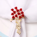 Wholesale Metal Valentine's Day Wedding Red Roses Gold Napkin Ring