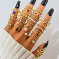30Pcs/Set Geometric Design Pearl Snake Shape Ring Set for Women Wholesale