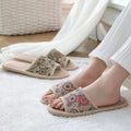 Lightweight Linen Indoor Summer Women's Breathable Anti-Slip Mules Recyclable TPR Outsole Beach Sandals Customized Color