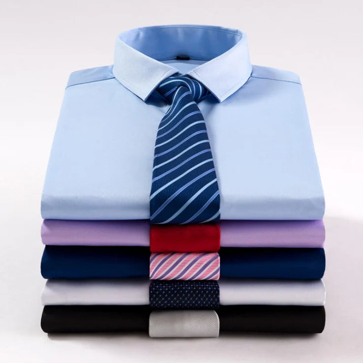 Oversize Business Fashion Summer Male Bamboo Cotton Formal Buttons Short Sleeve Shirts