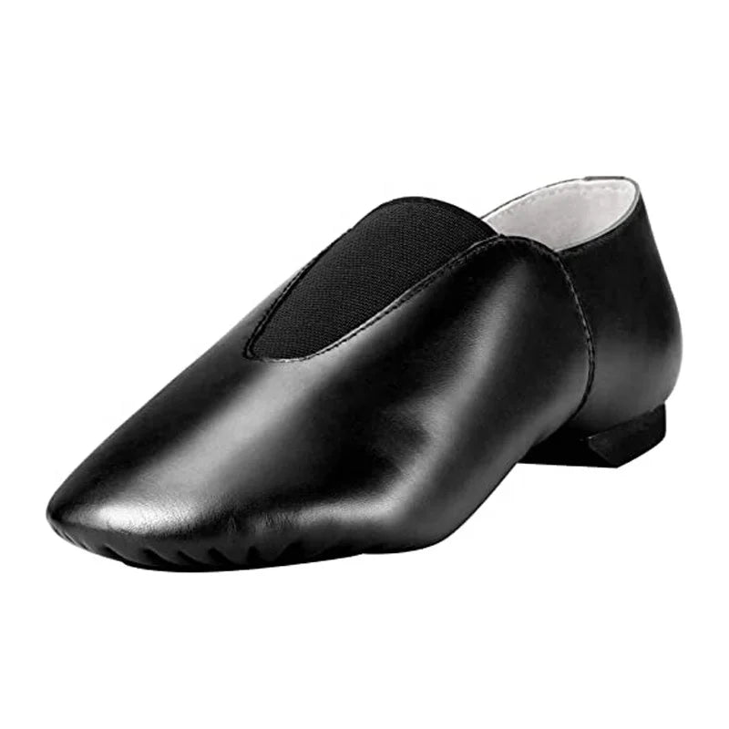 EU and US in Stock Leather Jazz Shoe Slip on Dance Shoes with up Elastic Topline for Girls and Boys (Toddler/Little Kid/Big Kid)