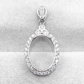 Sterling Silver 12*16mm Semi Mount Pendant Empty Frame Blank Support Setting S925 Base Holder Without Center Stone for DIY Inlay