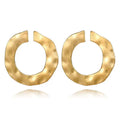 Corrugated Round Alloy Irregular Geometric Simple Earrings Golden Silvery Round Alloy Earrings for Women