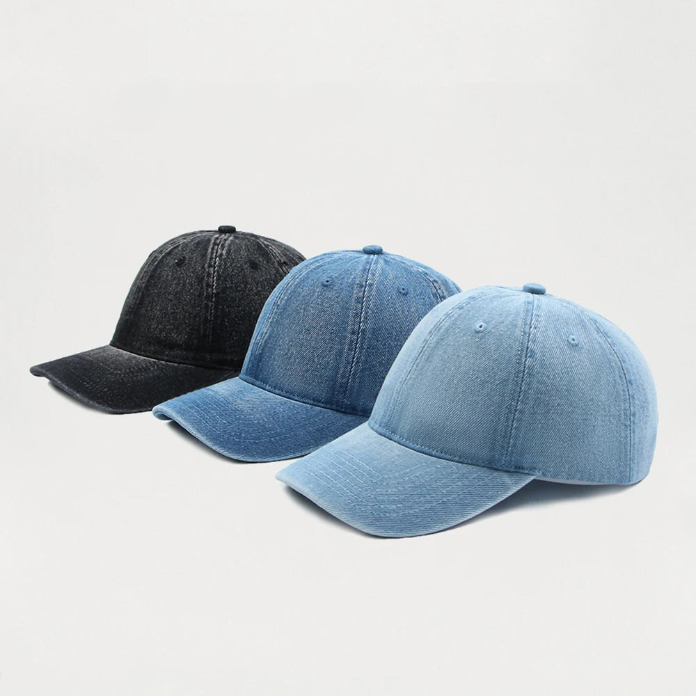 Streetwear Fashion Wash Denim Cap Curved Brim Blank Baseball Cap Custom Logo Hat Embroidered Dad Hat