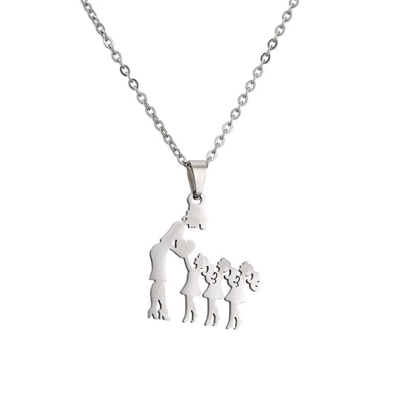 Stainless Steel Chain Mom Daughter Necklace for Mujer Mother's Day Christmas Gift Silver Gold Color Pendant Necklace Jewelry