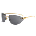 50616 New Metal Leopard Sunglasses Women's Frameless Cut-edge square Glasses European and American Street Fashion Trendy Glasses