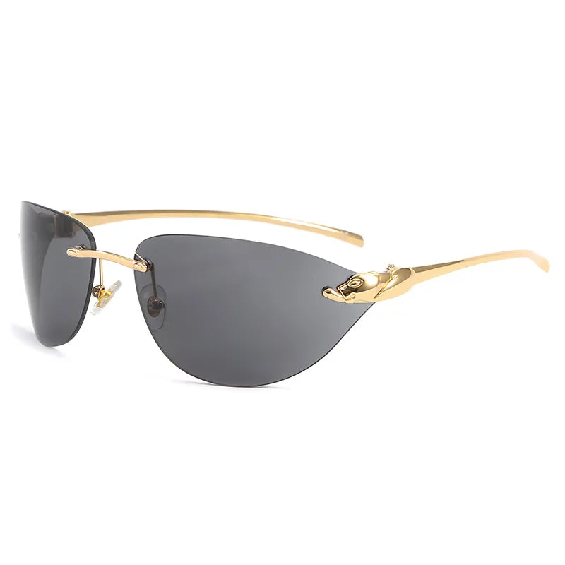 50616 New Metal Leopard Sunglasses Women's Frameless Cut-edge square Glasses European and American Street Fashion Trendy Glasses