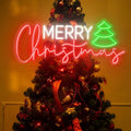 UV Printing Personalized Acrylic Art Neon Christmas Tree Santa Sign Wall Decoration Company Name Logo Custom Led Neon Sign Light