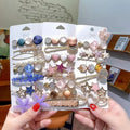 Korean Female Ins Side Crystal Pearl Hair Clip Set Bridal Hair Accessories with Metal Barrettes