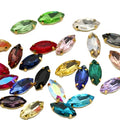 Wholesale HFOUR 3D Horse Eye Shape Sewn Glass Crystal Rhinestone with Golden Base Setting 16 Facets Flatback for Dress
