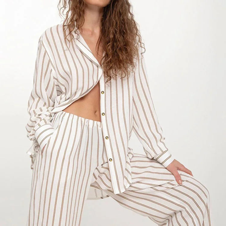 Enyami Women's Sleepwear Loungewear Sets Women 2 Piece Striped Pajamas Soft Striped Pajamas Set