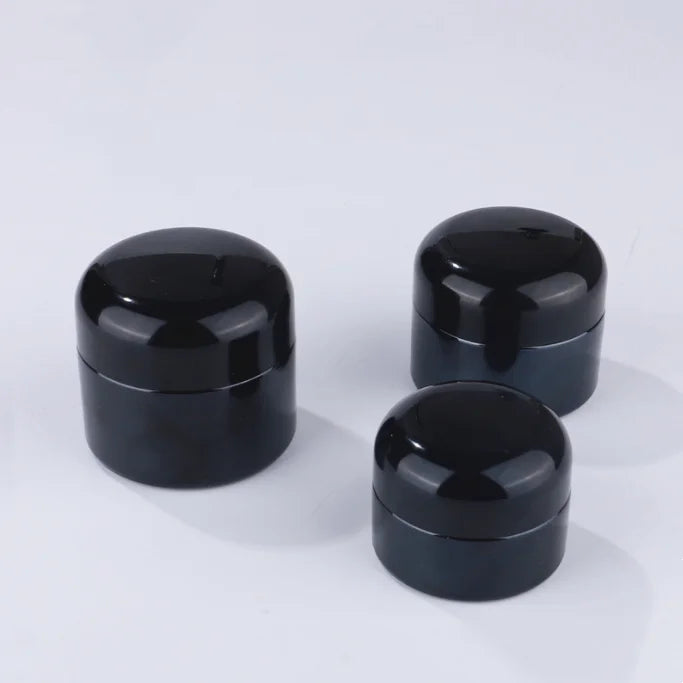 Hot Sale Shinning Cosmetic Packaging 20g 30g 50g Skincare Empty Black Glass Jars Case Cosmetic Cream Jar