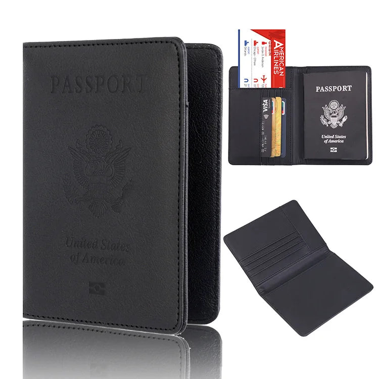 Colorful Bi-fold RFID Blocking Anti-Magnetic Anti-theft Passport Clip Passport Bag Holder with Money Pocket and Card Holder