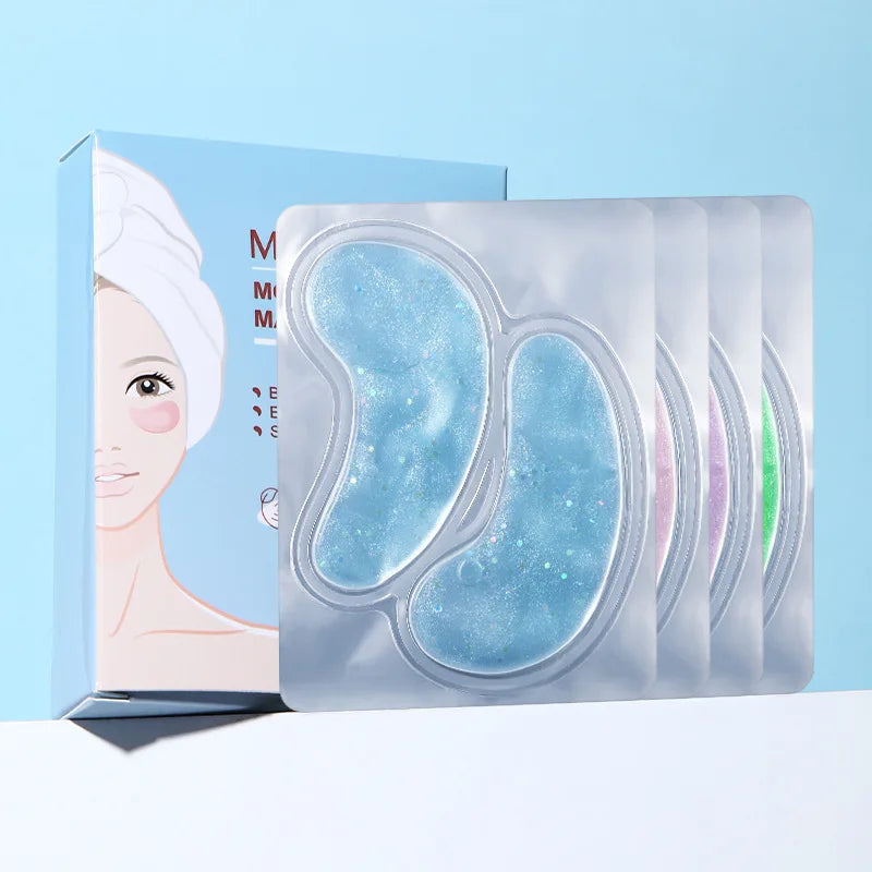 Shiny Colorful Crystal Collagen Eye Mask Box Set 4 Patches to Fade Fine Lines and Lift Firming Beauty Personal Care Product