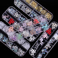 New Arrival 12 Grids Nail Rhinestone DIY  Decoration 3D Bear Butterfly Kawaii Resin Nail Art Charms
