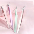 Custom Private Label Pink Plastic Lashes Applicator Tweezers Bulk Magnetic Lash Tweezers Packaging False Eyelash Tweezers