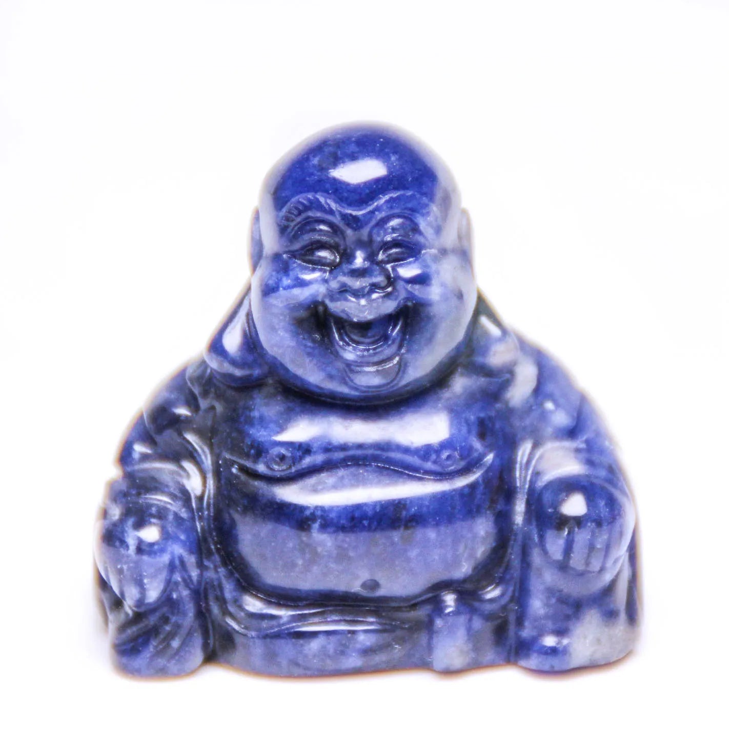 HZ Handmade Beautiful Crystal Christmas Laughing Buddha Sodalite Healing Crystal Carvings for Gifts Crafts