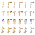 Gaby Hot Sale Dangle  Heart Cartilage Studs Gold Earrings Cartilage Piercing Earrings Helix Wholesale Piercing Jewelry