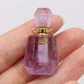 Hongzhuo Natural Quartz Healing Crystal Amethyst Perfume Bottles Essential Oil Bottle Pendant Necklace Xmas Gift Women Fashion Jewelry