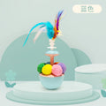Pet Tumbler Cat Toy Feather Cat Teasing Stick Colorful Plush Cat Toys
