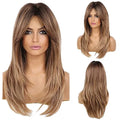 Women's Short Synthetic Wigs High Temperature Fibre Layered NO Lace Long Brown Hair