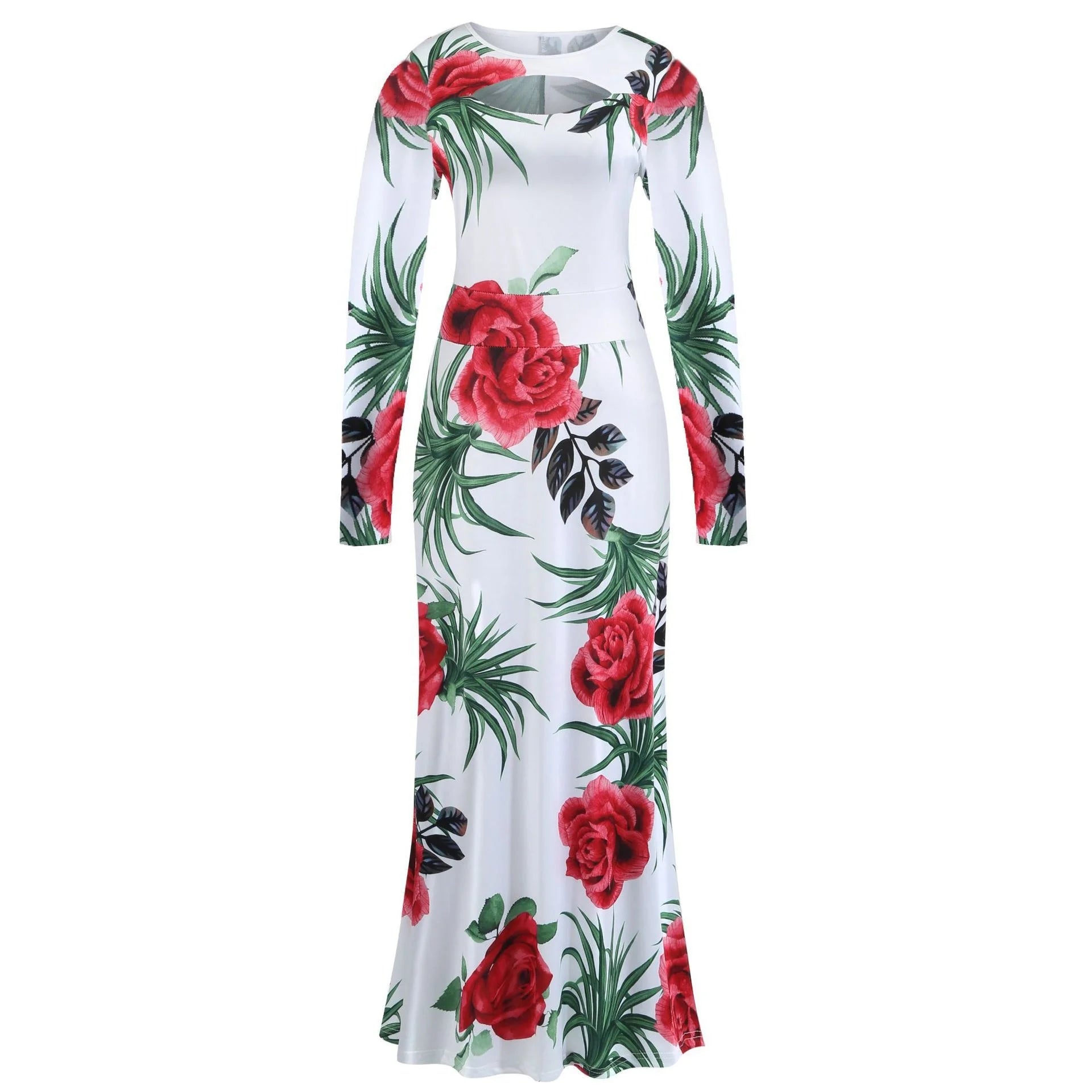 Maxi Dress Summer Women Flower Long Sleeve O Neck Women Long Dress Custom Plus Size Dress