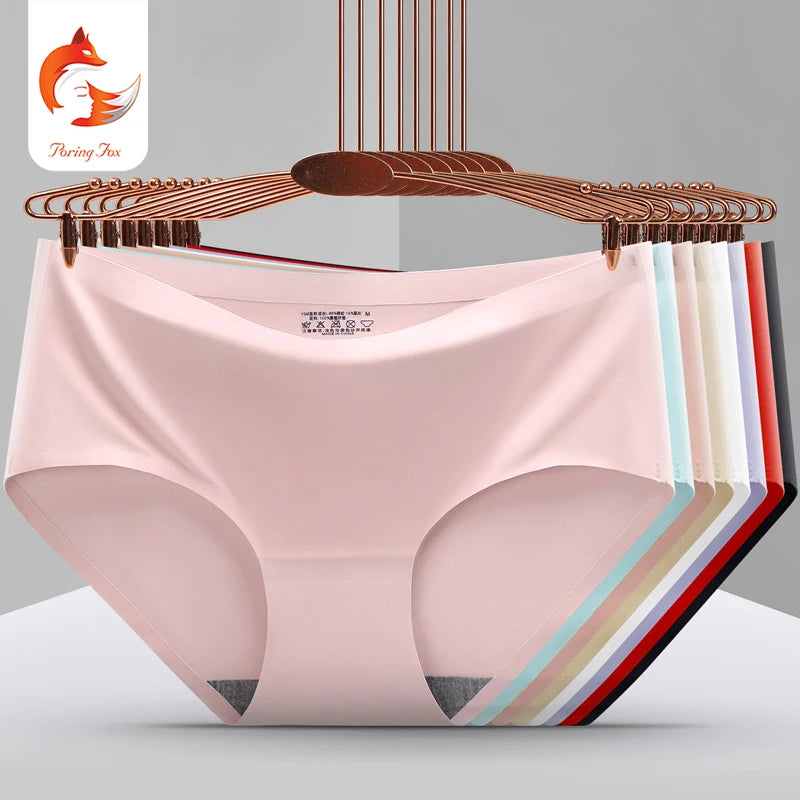 Women's Traceless Ice Silk Summer Thin Shorts Super Comfortable Everyday Solid Underwear Medium Waist Large Size Breathable