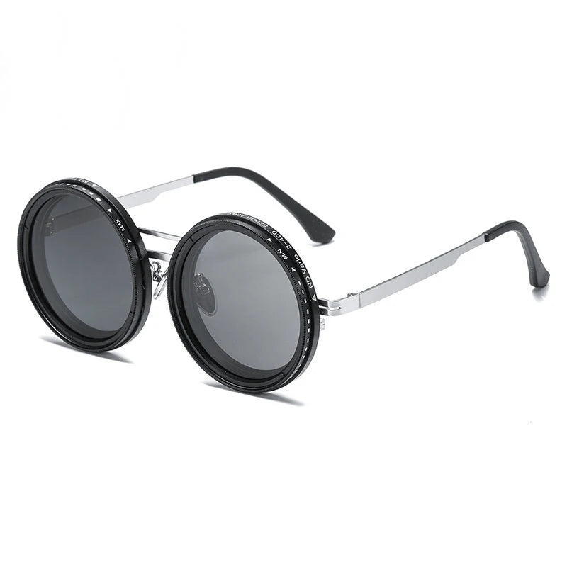 ND Filter Adjustable Tint Sunglasses 9 Gears UV400 Fishing Shades Polarized Aperture Sunglasses with Built-in ND Filter