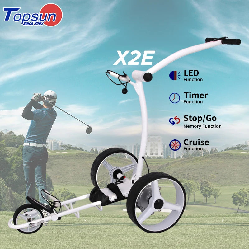Smart Follow Easy Folding Green Golf Ground Use Electric Golf Trolley Super Push Golf Bag Cart