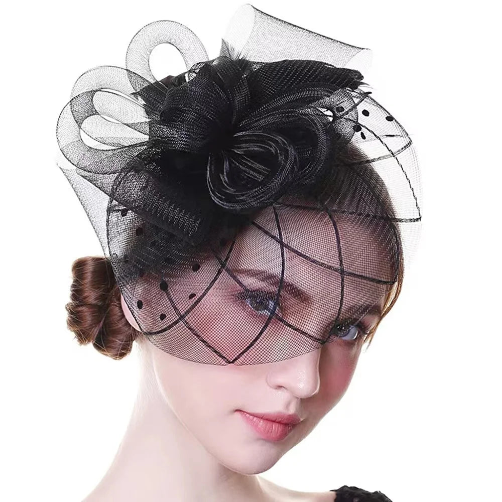 New Style Black Hair Clip Accessories Feather Net Women Wedding Bridal Tea Party Headwear Fascinator Hat for Girls Women