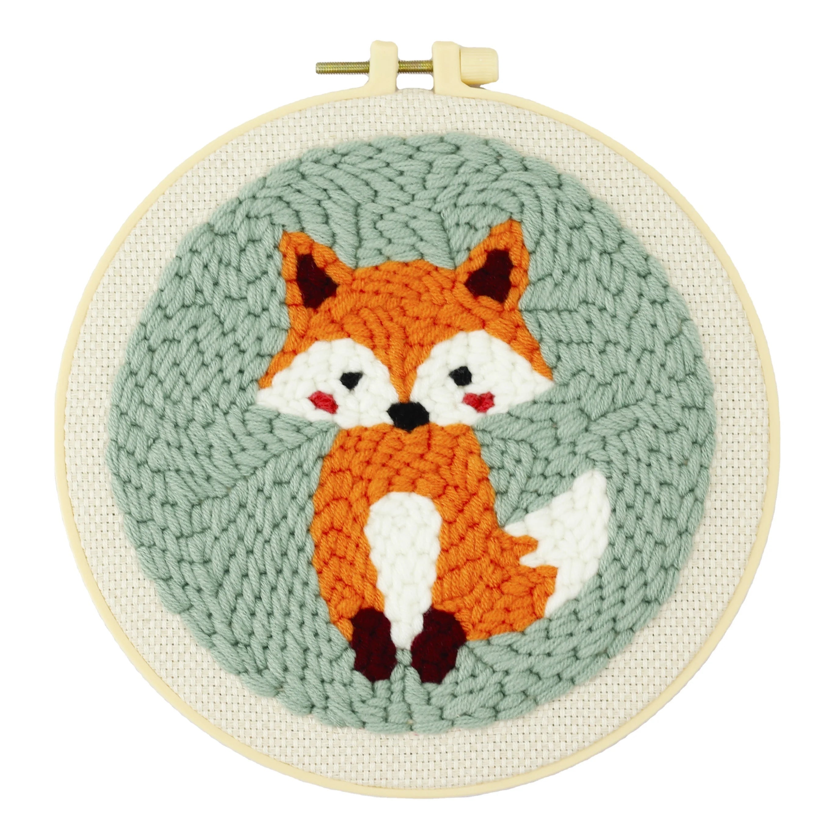 Custom Pattern Fox Needle Punch Kit DIY Craft Embroidery Set Private Label Logo Service Handmade Yarn Collectible Home Decor