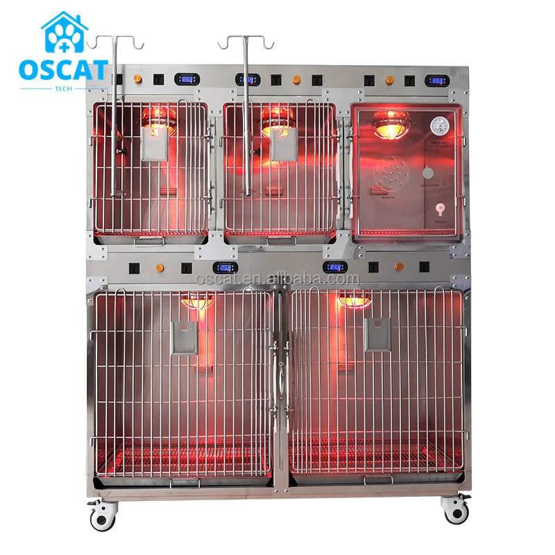 OSCAT Veterinary Equipment China Made Veterinary Stainless Steel Small Animal Show Case Pet Display Cage for Pet Shops Clinics