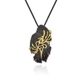 C7933 Abiding Natural Black Garnet 925 Sterling Silver Jewelry Handmade Equinox Flower Gold Plated Pendant Necklace for Women