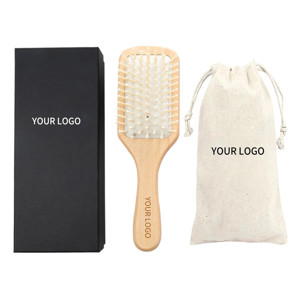 BeauteMecca Portable PC Fluffy Hair Styling Comb Small Square Wooden Needle Air Capsule Meridian Massage Board Home Cushion