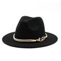 Hot Sale Custom Fashion Sombrero Cap Hat Plush Size Wholesale Women Wide Brim Fedora Hats With Rope Diamond Chain