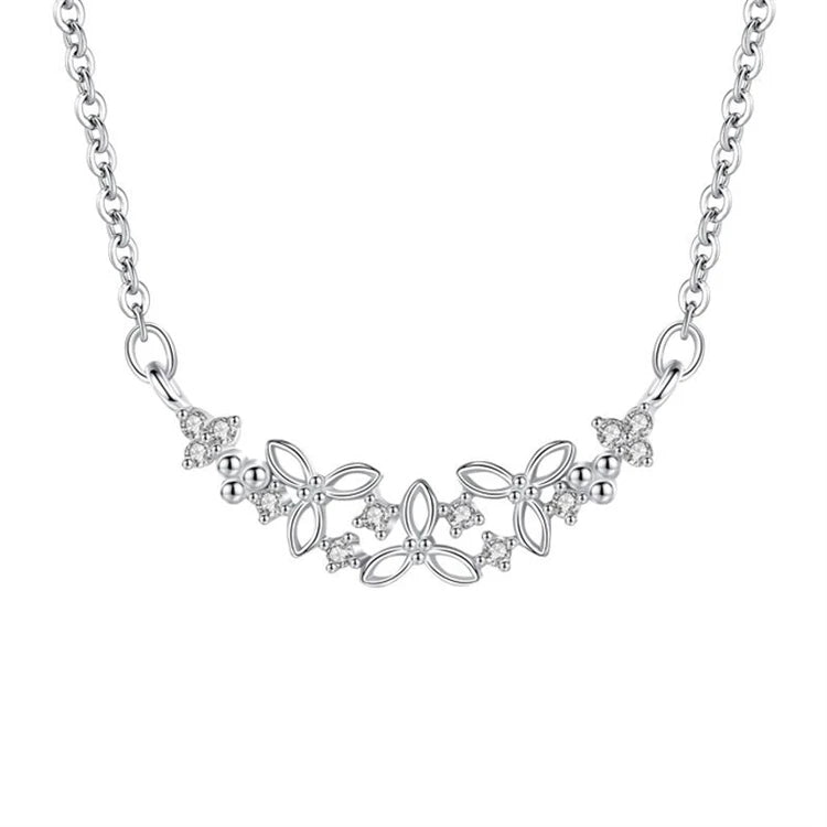 Original Design 925 Sterling Silver Blooming Flowers Cluster Pendant Necklace Trendy Fine Jewelry for Women