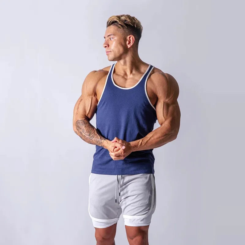 New Men Summer Sleeveless Men's Slim Fitness T-shirt Running Training Men's Tank Top Vest