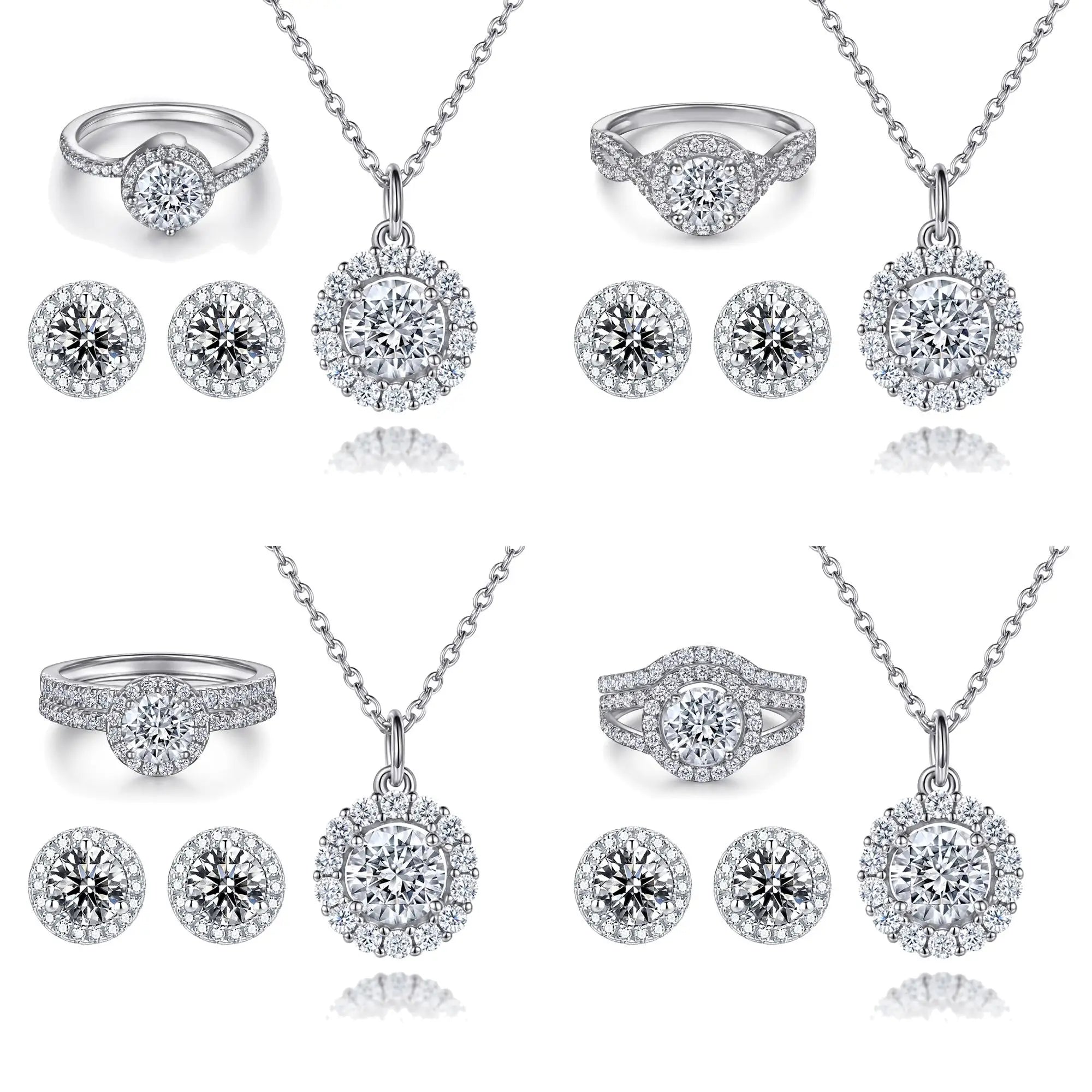 Jewelry Set 925 Sterling Silver Women Jewelry Zircon Stone Ring Necklace Earring Non Tarnish Rhodium Plated Jewelry Sets