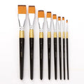 New Single Black Gold Handle Print Brush Copper Tube Flat Front Nylon Brush Gouache Watercolor Acrylic Paint Brushes