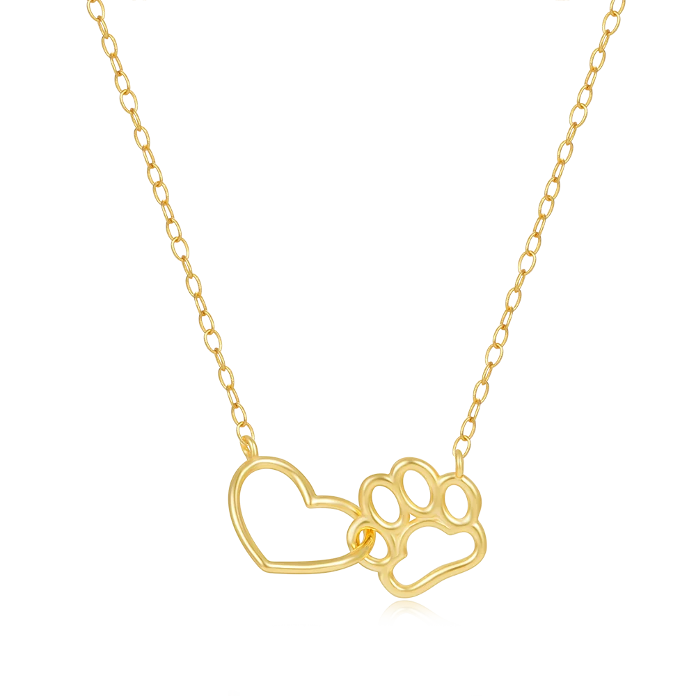 Fashion Jewelry Necklaces 925 Sterling Silver Necklace Heart Cat Paw Gold Plated Necklace Jewelry for Women