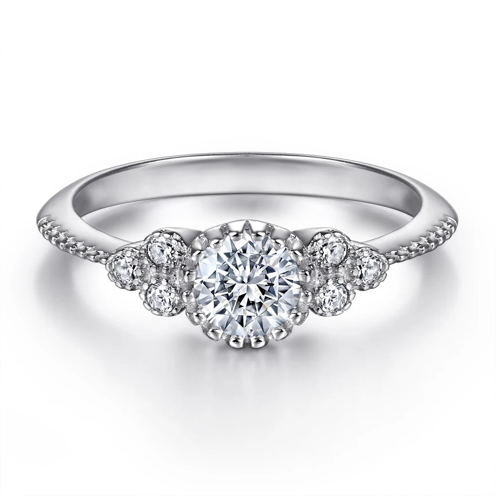 Luxury Diamond Cubic Zirconia White Gold Colour Customized Engrave Logo Silver Ring for Party