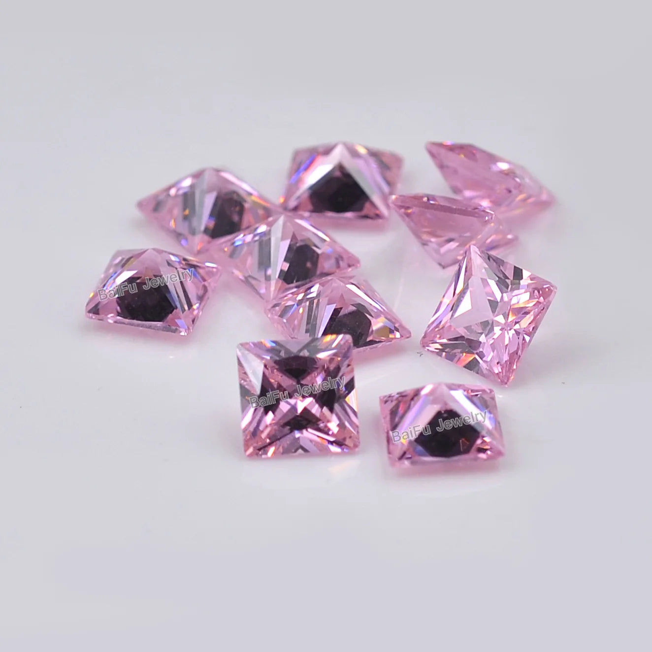 Baifu Jewelry Birthstones 12 Colors Princess Cut Square Zirconia