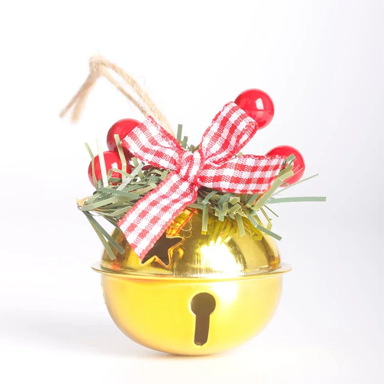 Plated Angel Christmas Star Pattern Jingle Bell Holly Berry Bows Holiday Parties Home DIY Crafts Metal Bell