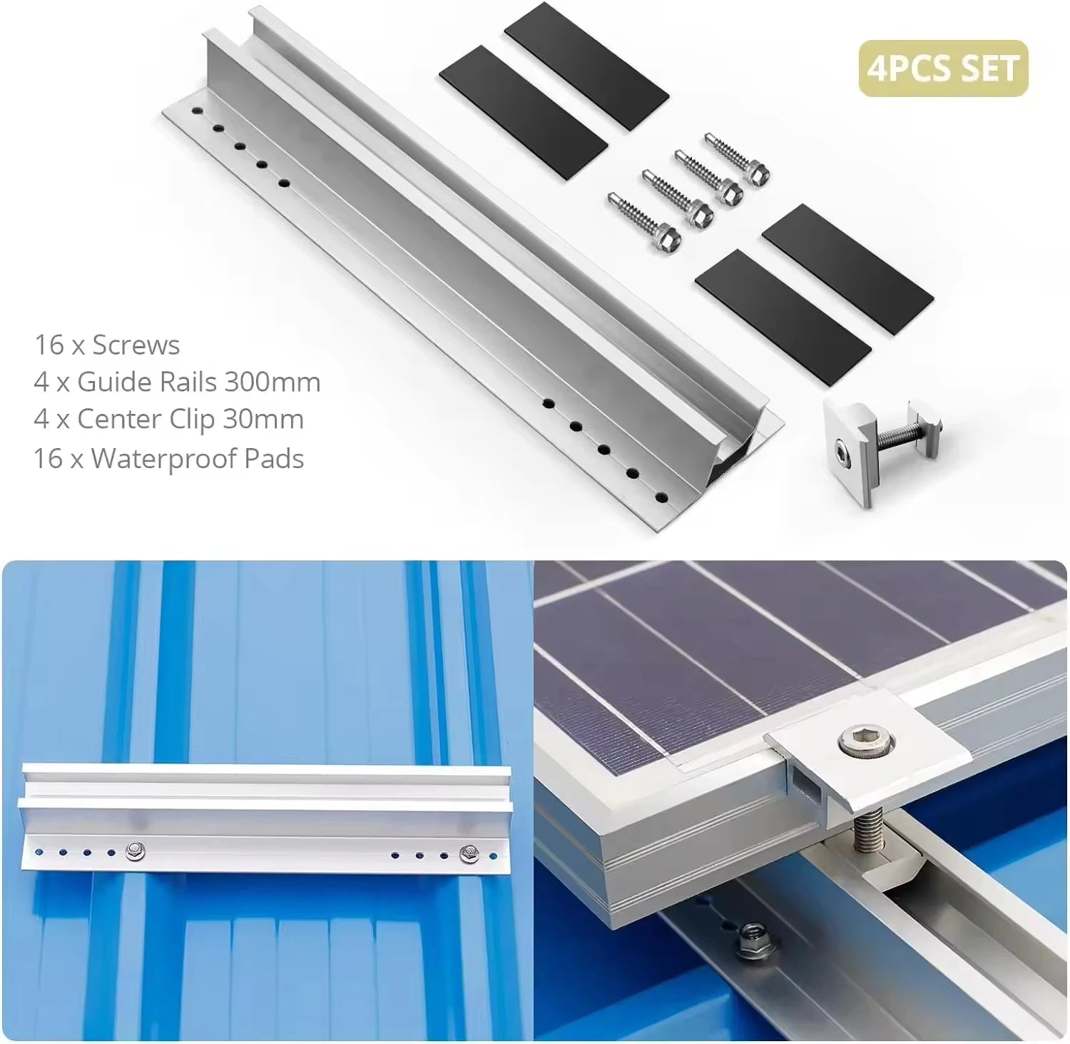 Aluminum Mounting Rail Solar Mini Rail for Tin Roof Racking System With Screws and EPDM for Solar Mounting System