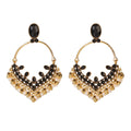 Bohemian Retro Bollywood Style Gold Drop Earrings Handmade Jumka Jhumka Zinc Alloy Platinum Plated for Women Wedding Occasion