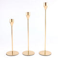 Metal Taper Candle Holder Set of 3 Goblet Cup Design in Gold Black Silver for Wedding Table Decor