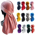 Luxury Men's Hip Hop Velvet Long Tail Cap Thickened Warm Cycling Headband Pirate Hat Du Rags Durag for Outdoor Activities