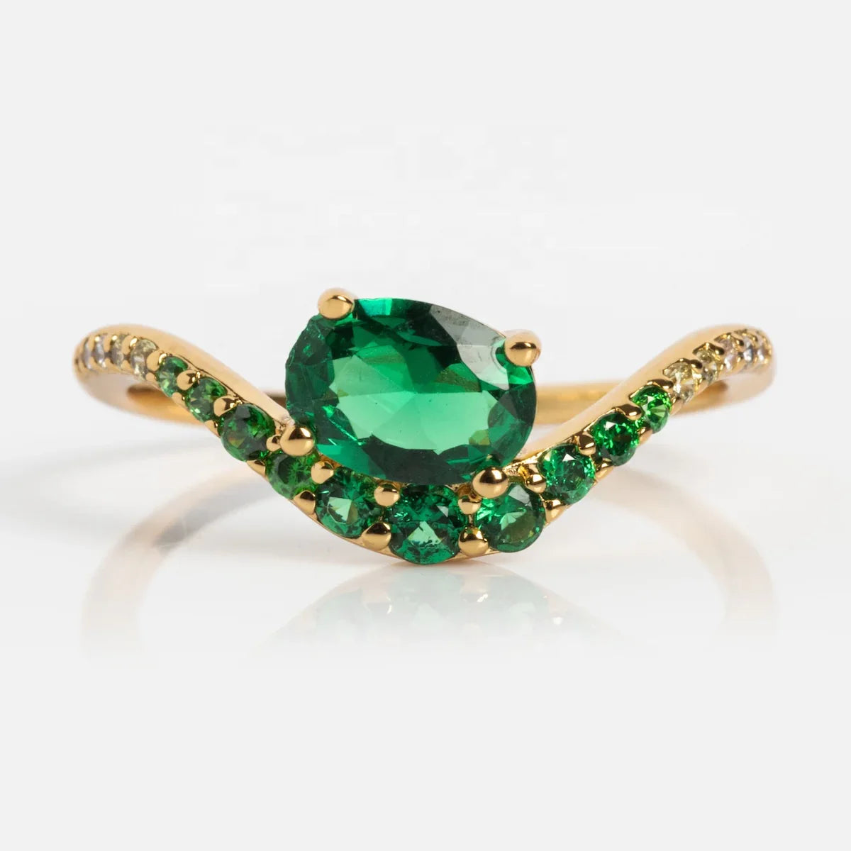 LOZRUNVE 925 Sterling Silver Fashion Jewelry Gradient Oval Birthstone Ring